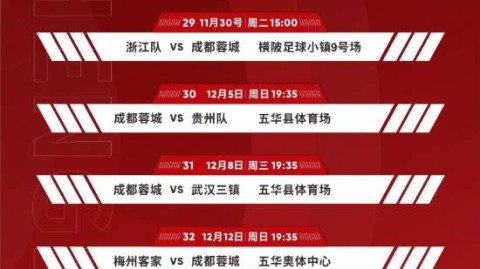 2026赛季中甲联赛武汉三镇队赛程表重磅发布